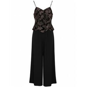 ARIANA Black& Purple Floral Jumpsuit Wide Legged Size 7